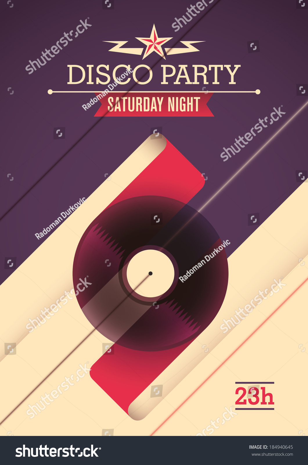 Disco Party Poster Design Vector Illustration Stock Vector (Royalty ...