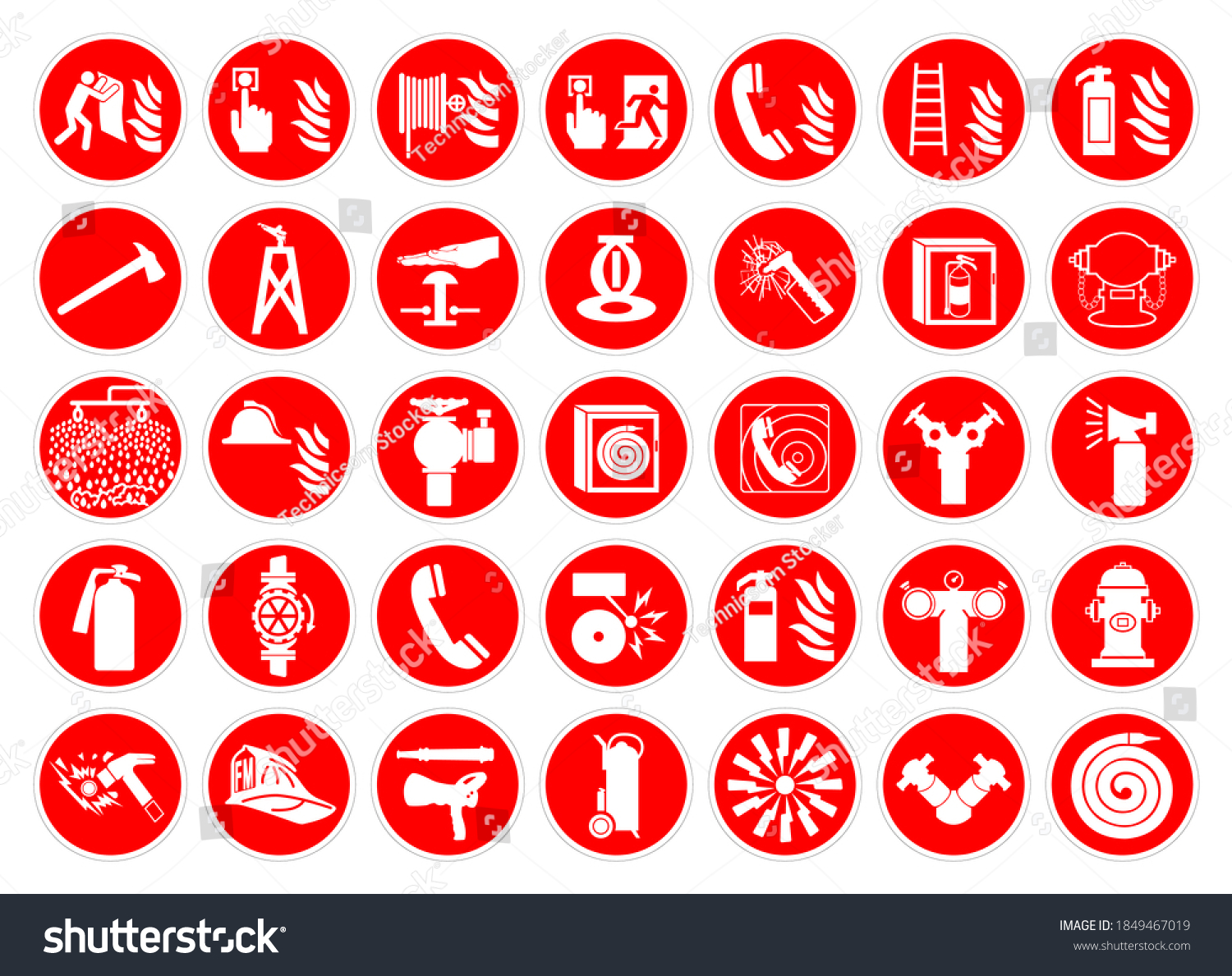 Set Fire Safety Collection Symbol Sign Stock Vector (Royalty Free ...