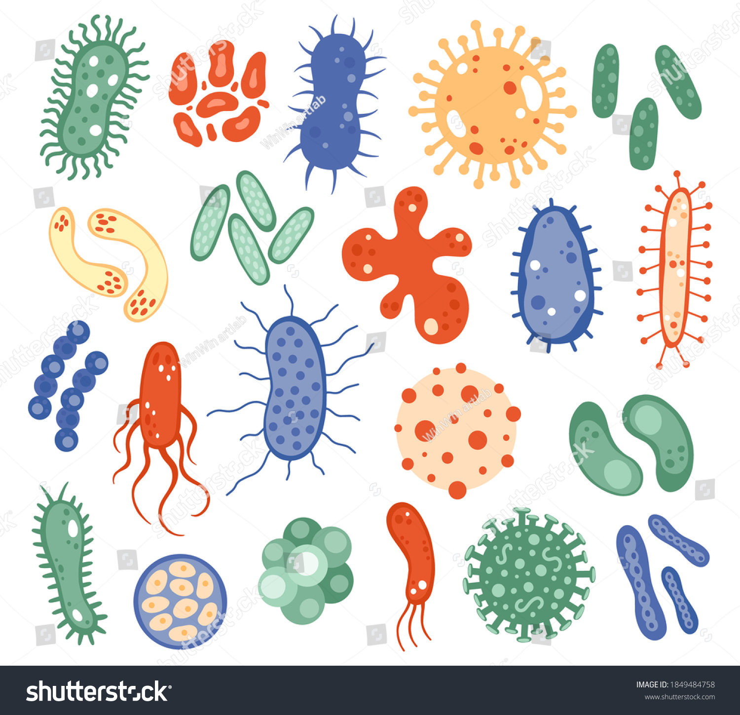 Biology Microorganisms Biological Virus Bacteria Disease Stock Vector ...