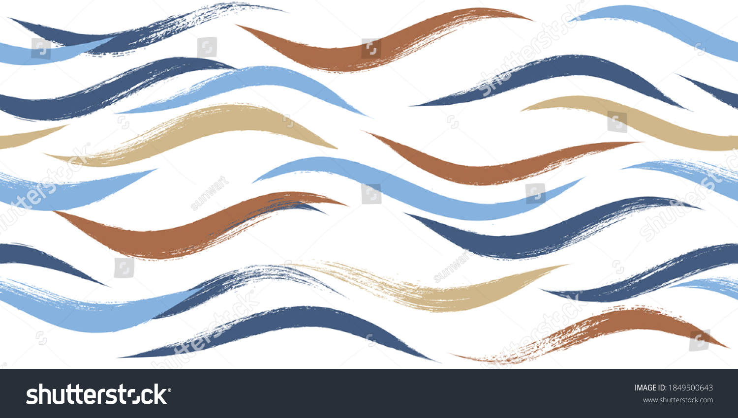 Seamless Wave Pattern Hand Drawn Water Stock Vector Royalty Free Shutterstock