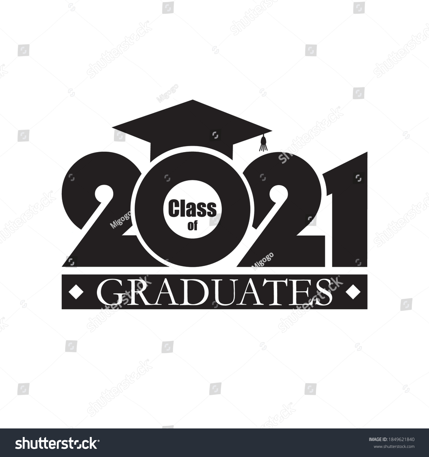 2021 Class Graduation Cap Flat Simple Stock Vector (Royalty Free ...