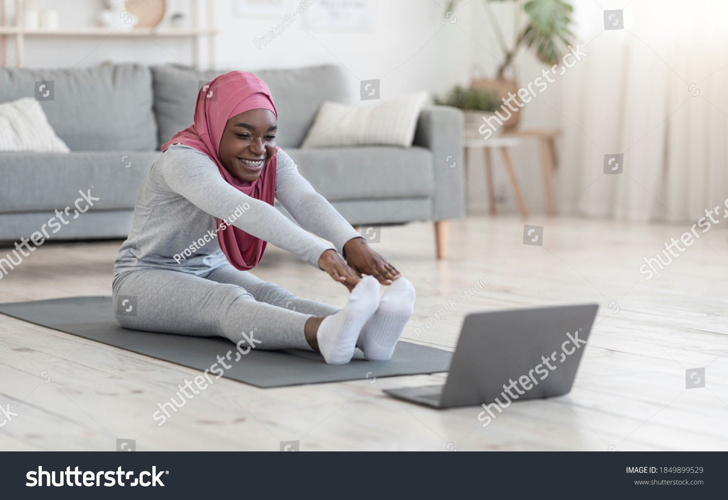 Black Muslim Woman Hijab Doing Stretching Stock Photo 1849899529 ...