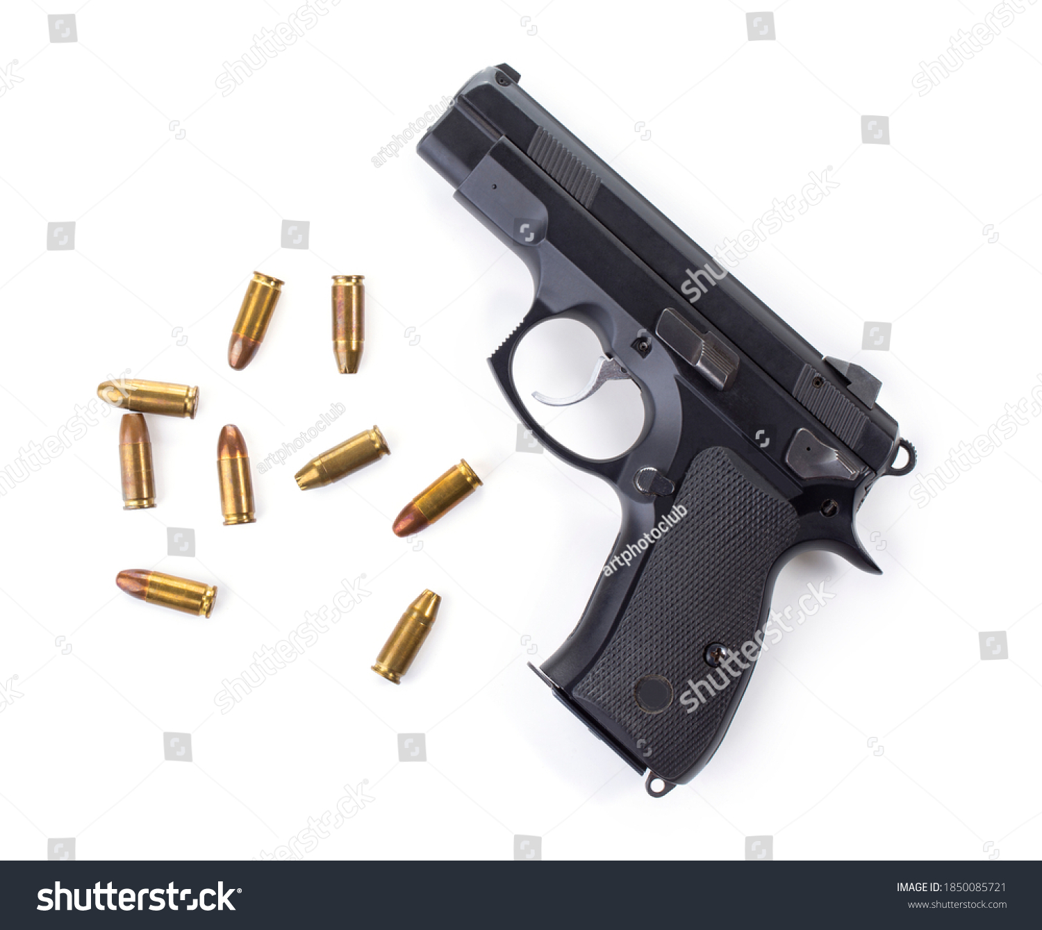 Gun Bullet Black Handgun Isolated On Stock Photo 1850085721 | Shutterstock