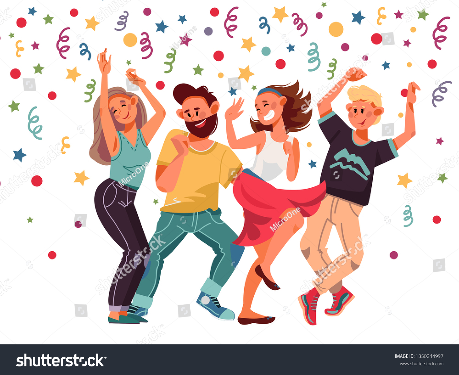 People On Party Cartoon Female Excitement Stock Vector (Royalty Free ...