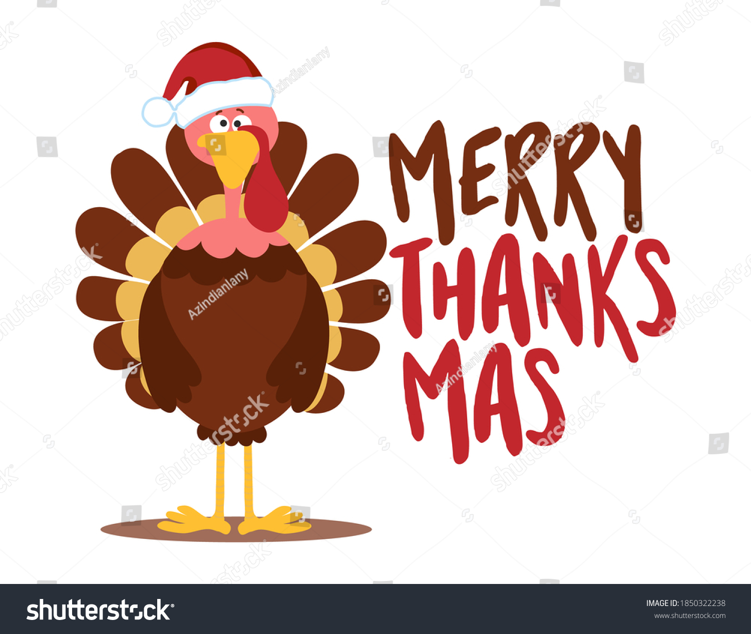 Vektor Stok Merry Thanksmas Merry Christmas Happy Thanksgiving (Tanpa  Royalti) 1850322238 | Shutterstock