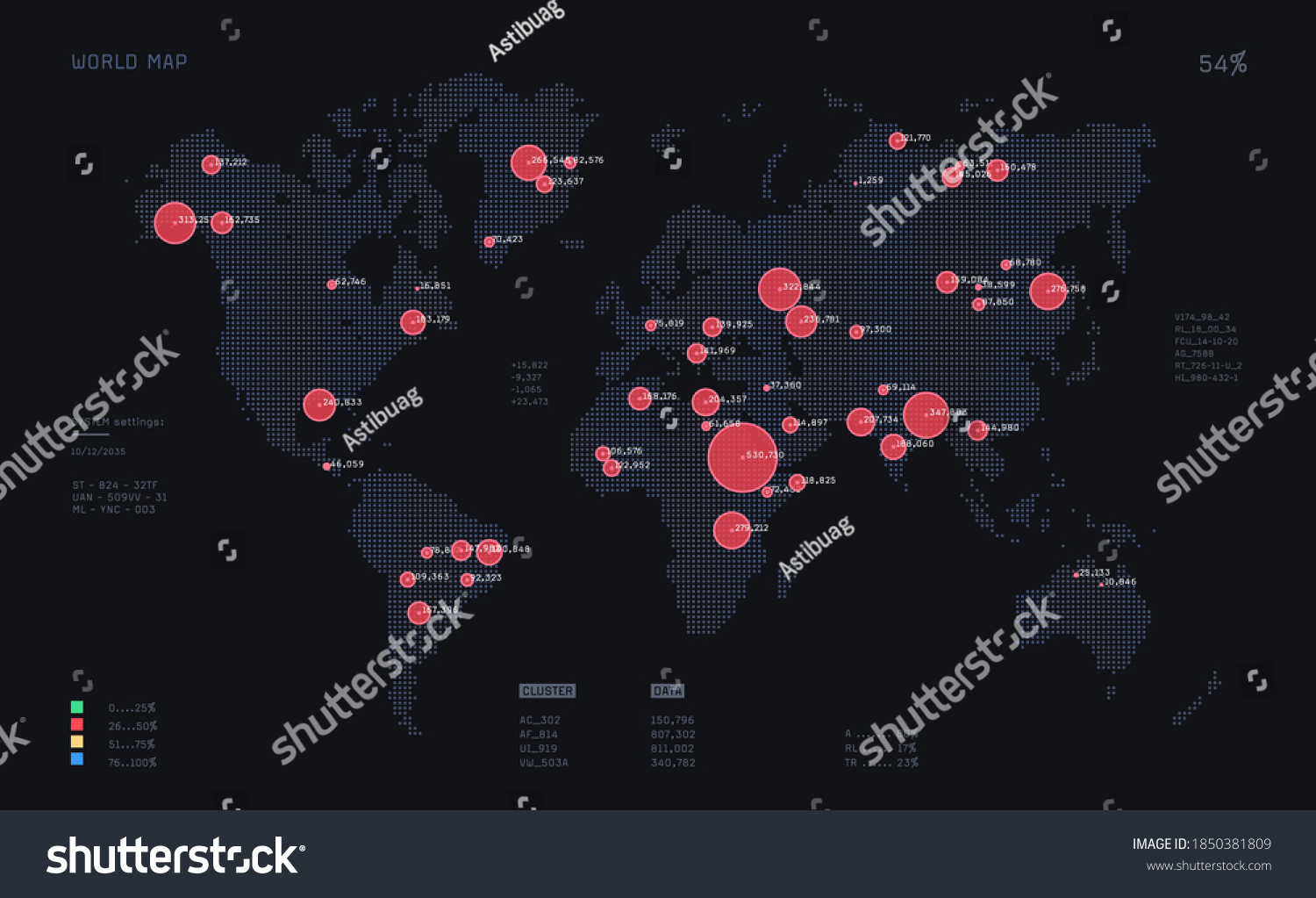 World Map Big Data Visualization Abstract Stock Illustration 1850381809 ...