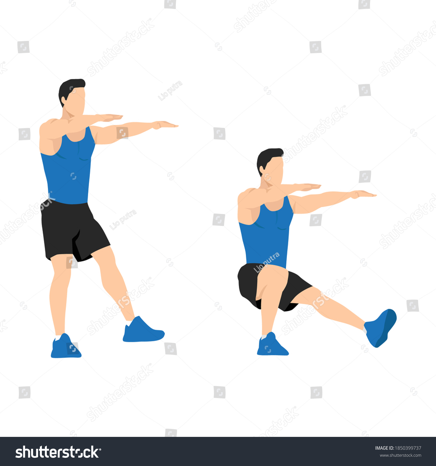 Man Doing Single Leg Squat Pistol Stock Vector (Royalty Free ...