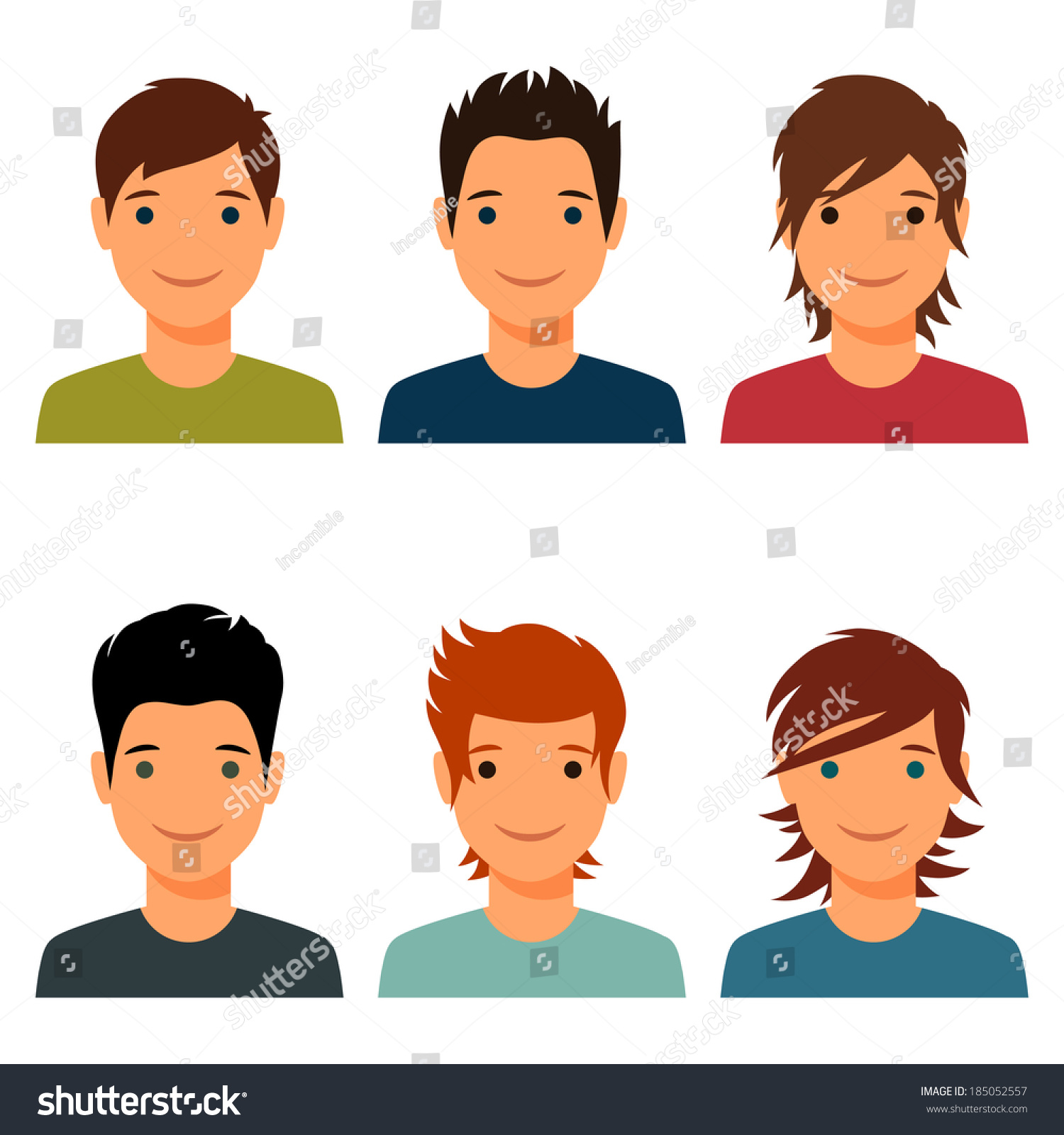 Set Cute Young Boys Various Hair Stock Vector (Royalty Free) 185052557 ...