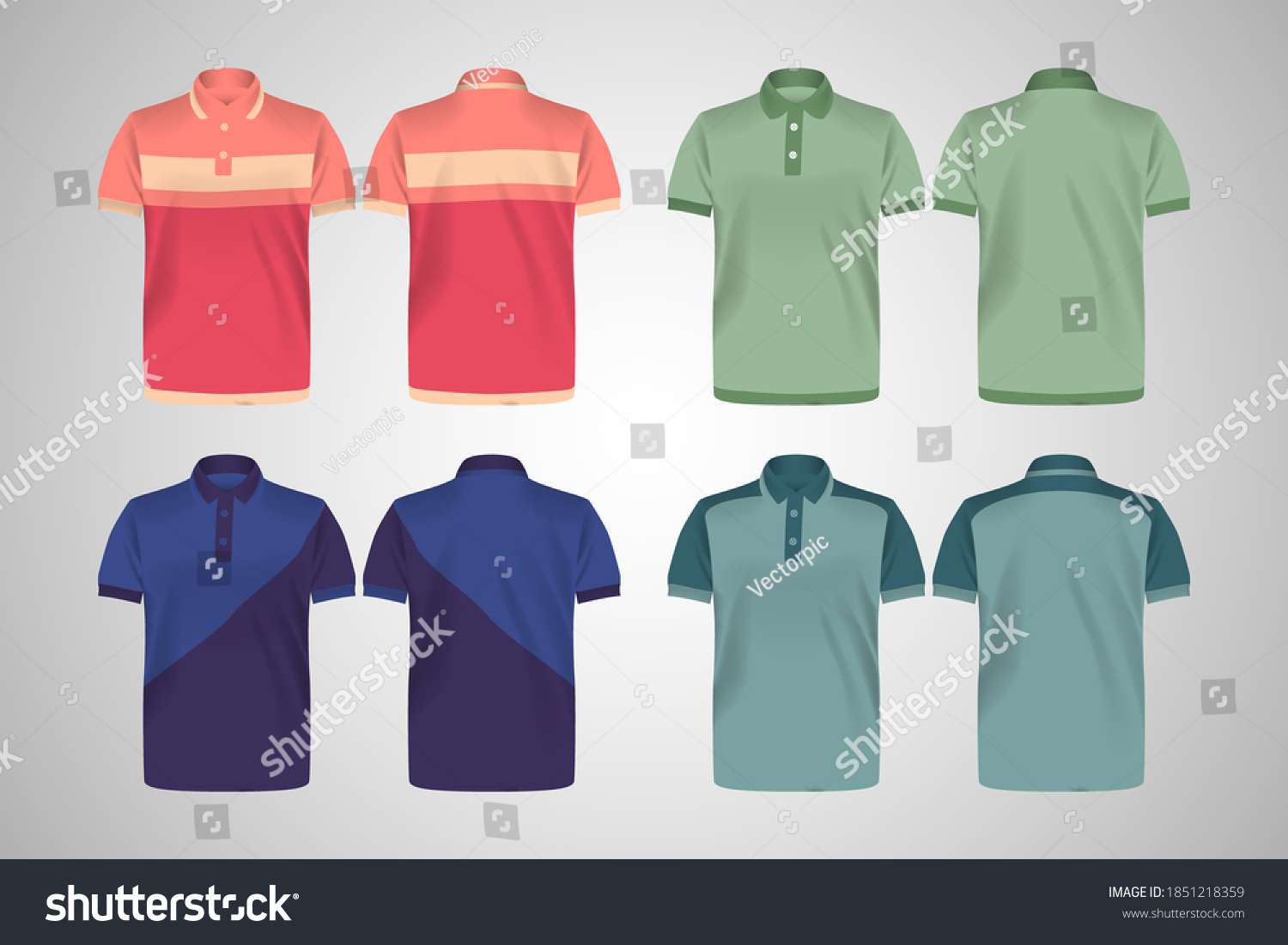 Polo Shirt Front Back Pack Vector Stock Vector (Royalty Free ...