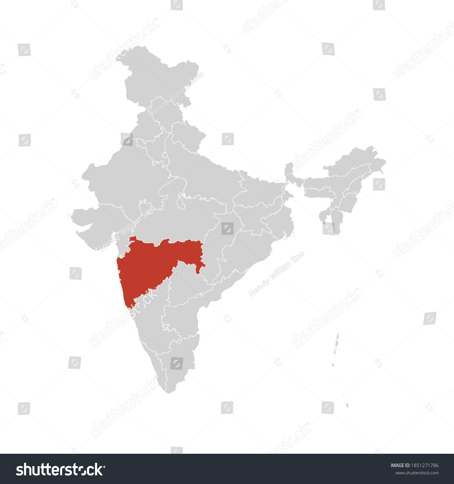 Maharashtra Highlighted On India Map Eps Stock Vector (Royalty Free ...