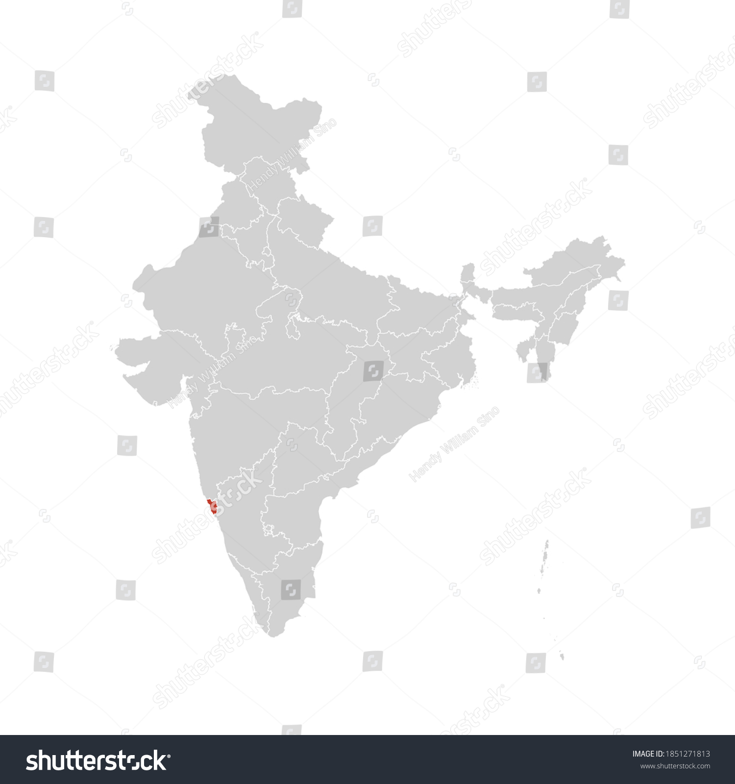 Goa Highlighted On India Map Eps Stock Vector (Royalty Free) 1851271813 ...