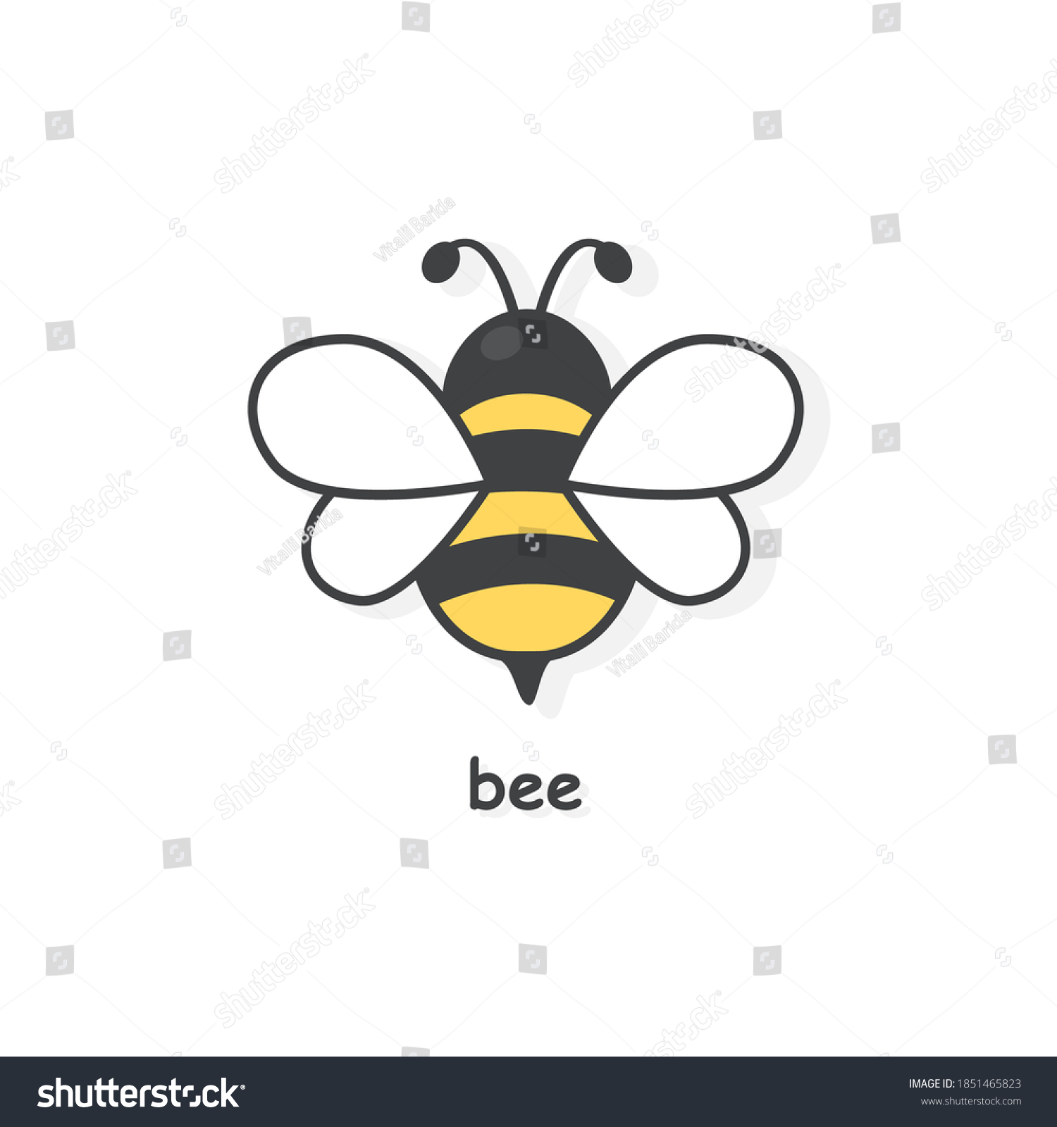 Cute Flying Bee Icon Animal Honey Stock Vector (Royalty Free ...