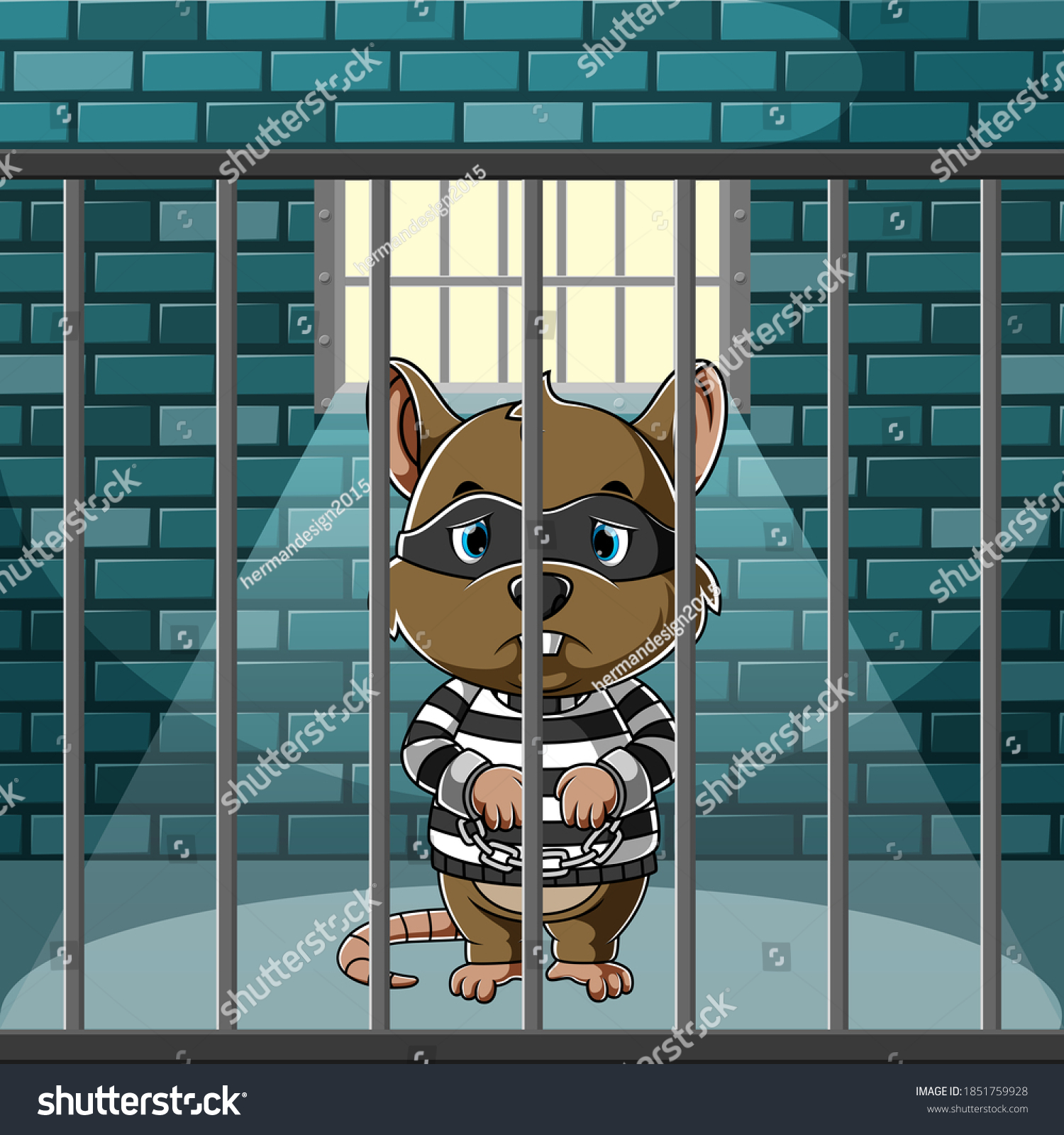 Illustration Thief Mouse Standing Chained Old Stock Vector (Royalty ...