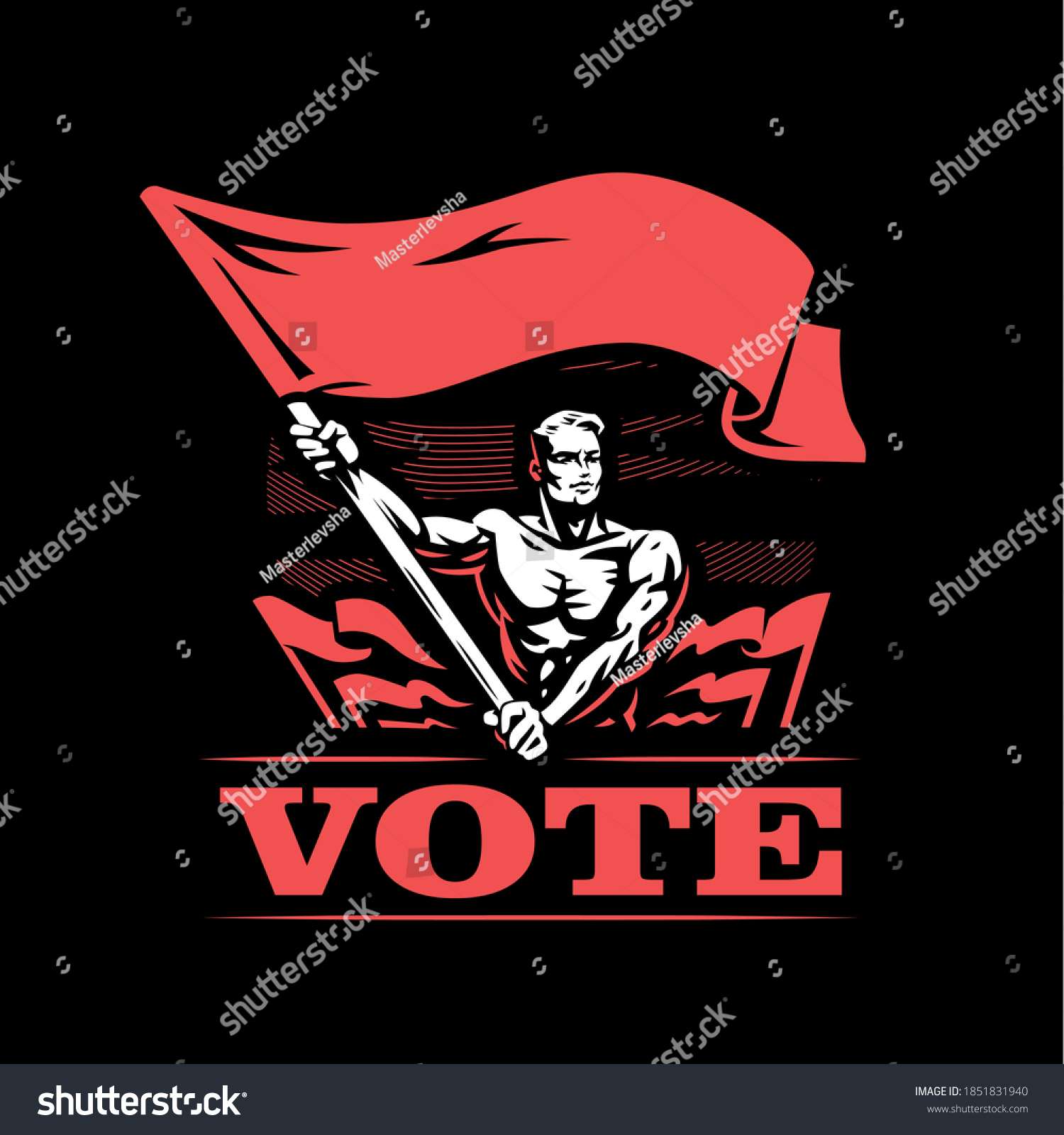 Man Flag Muscular Man Naked Torso Stock Vector Royalty Free