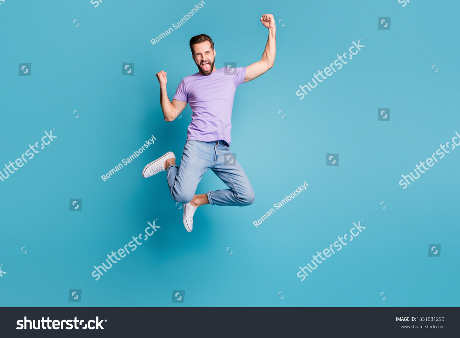 Full Length Body Size Photo Jumping Stock Photo 1851881299 | Shutterstock