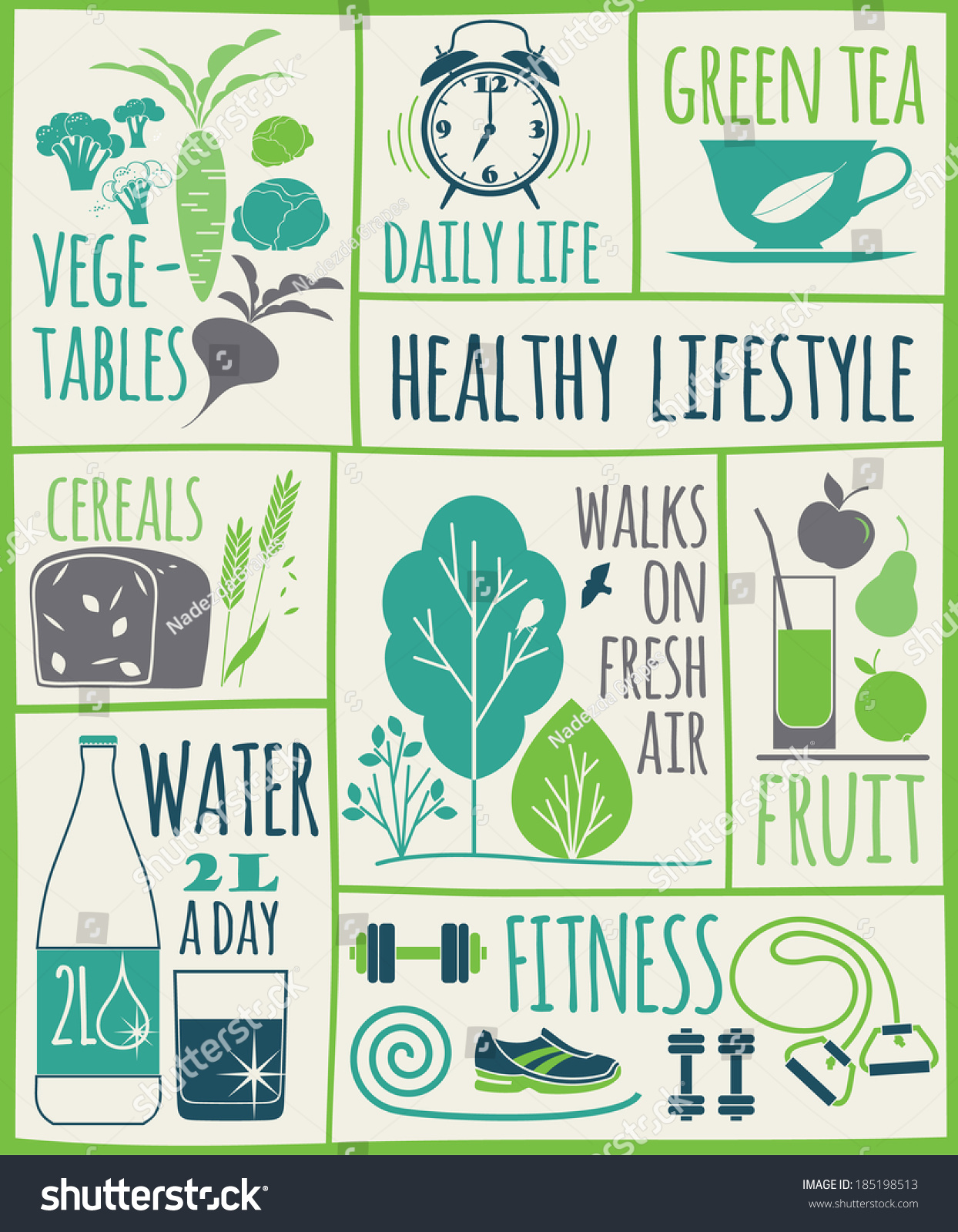 Healthy Lifestyle Icons Set Stock Vector (Royalty Free) 185198513 ...