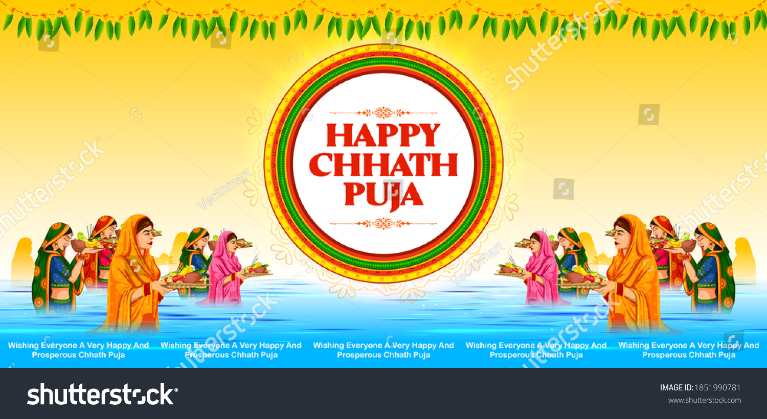 Illustration Happy Chhath Puja Holiday Background Stock Vector (Royalty ...