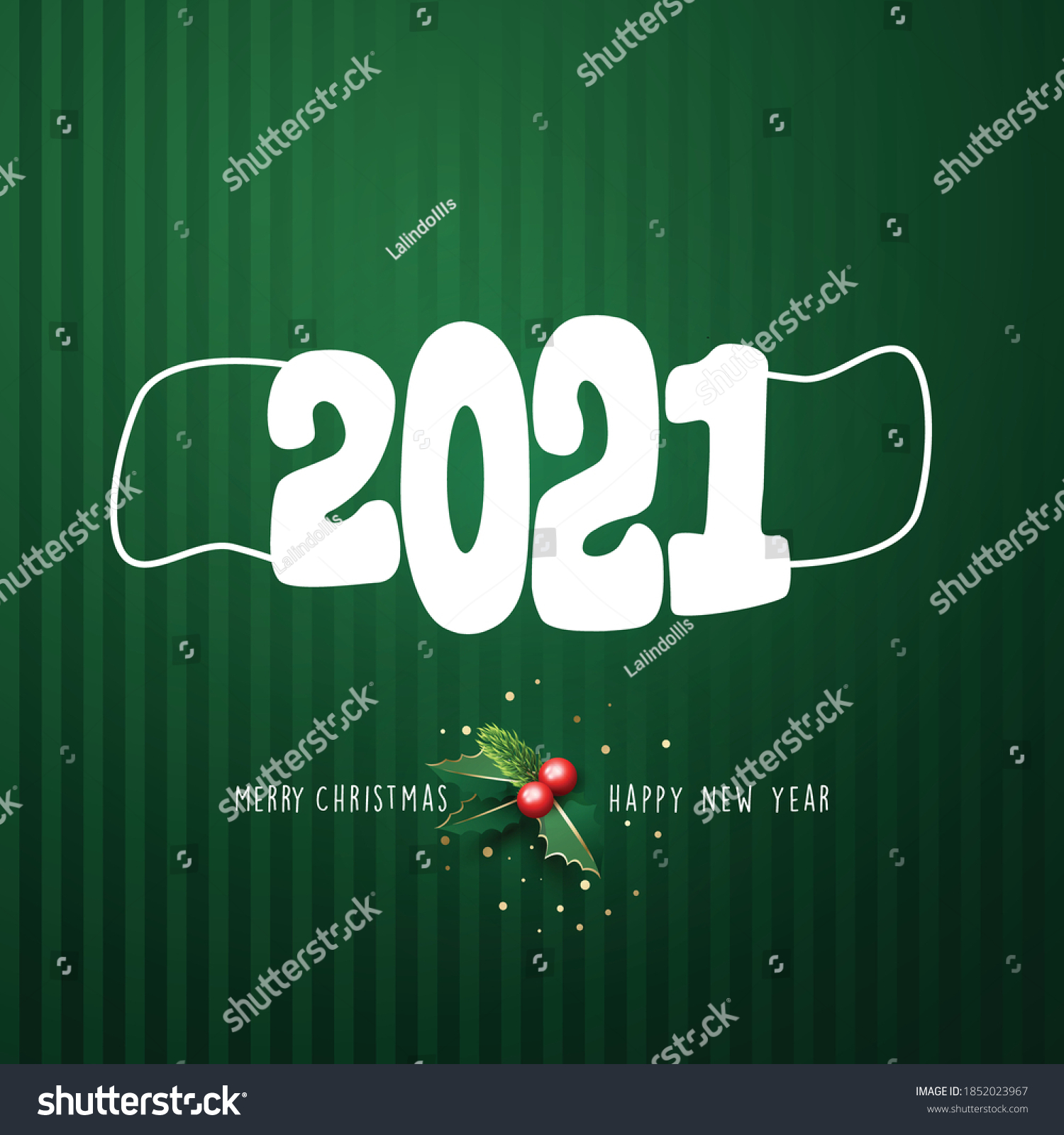 Merry Christmas Happy New Year 2021 Stock Vector (Royalty Free ...