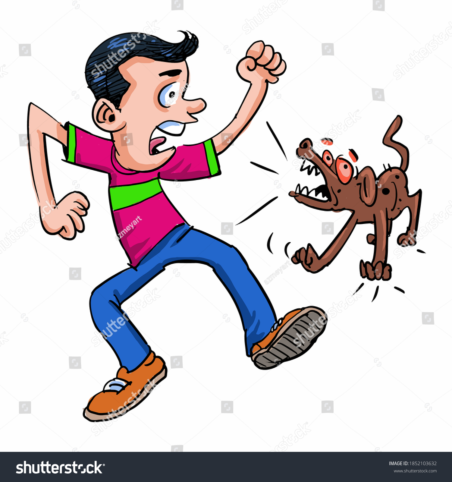 Dog Barking Kid Boy Stock Vector (Royalty Free) 1852103632 | Shutterstock