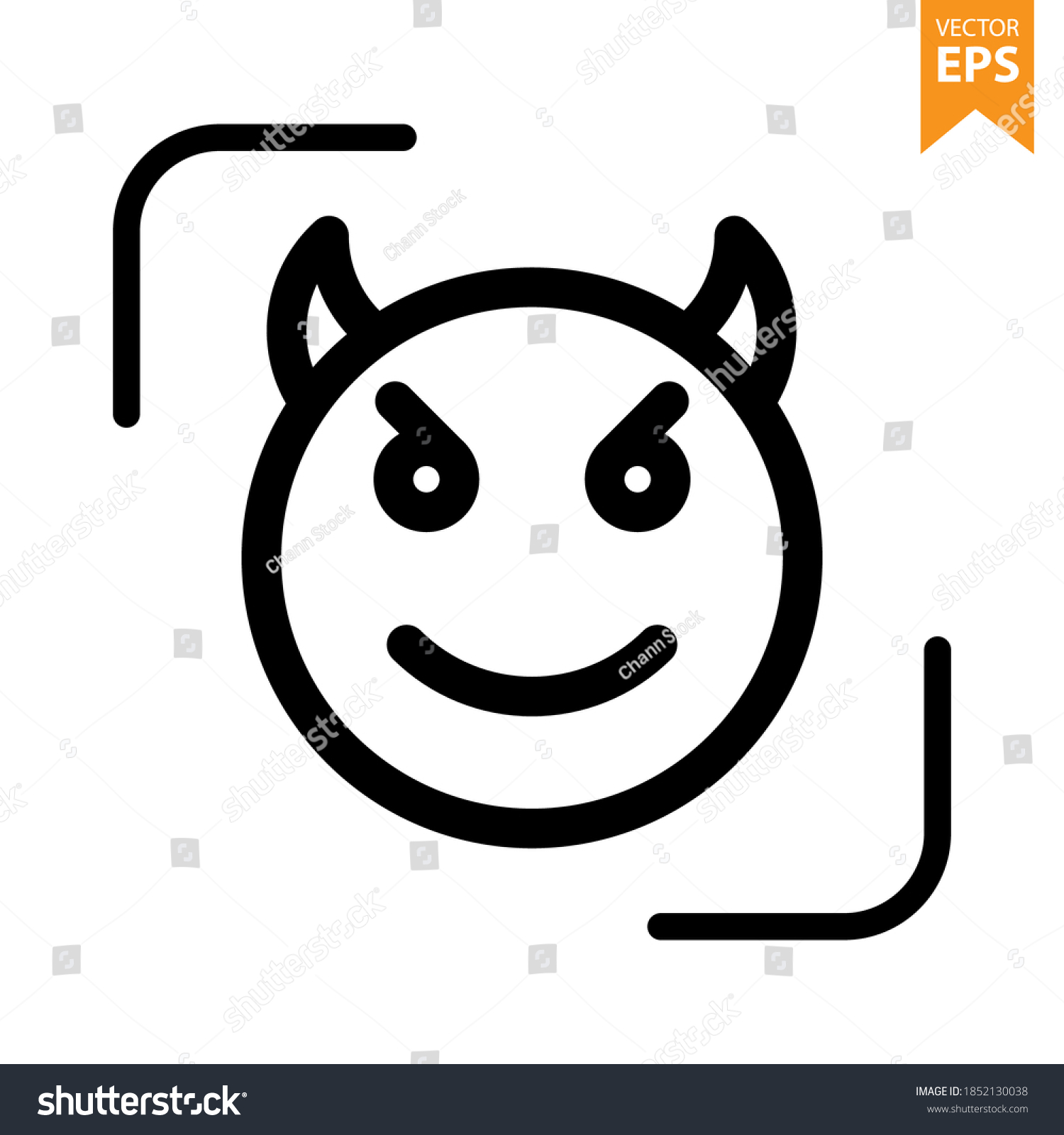 Devil Emoticon Face Vector Line Icon Stock Vector (Royalty Free ...