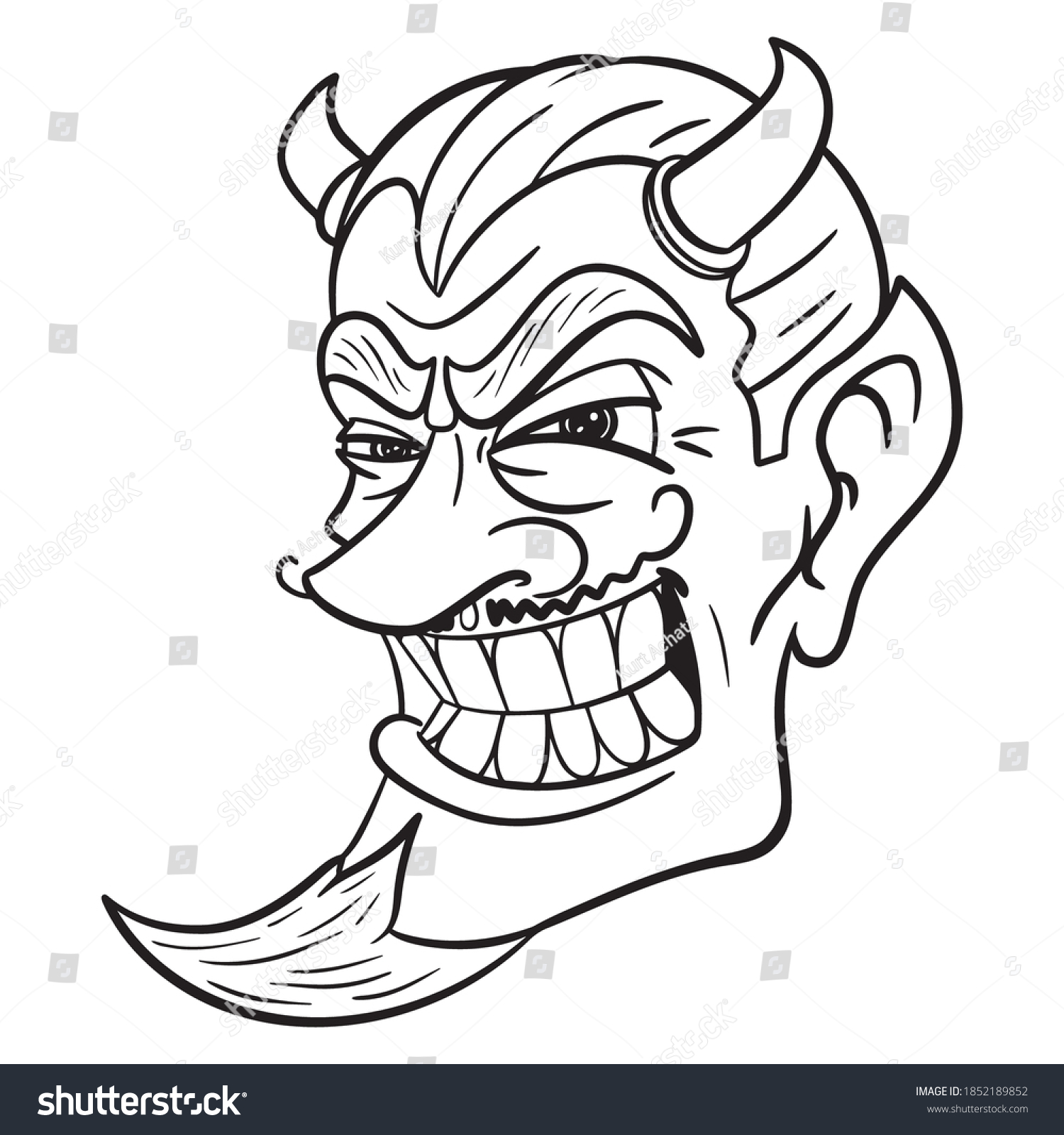 Evil Laughing Devil Head Monochrome Comic Stock Vector Royalty Free