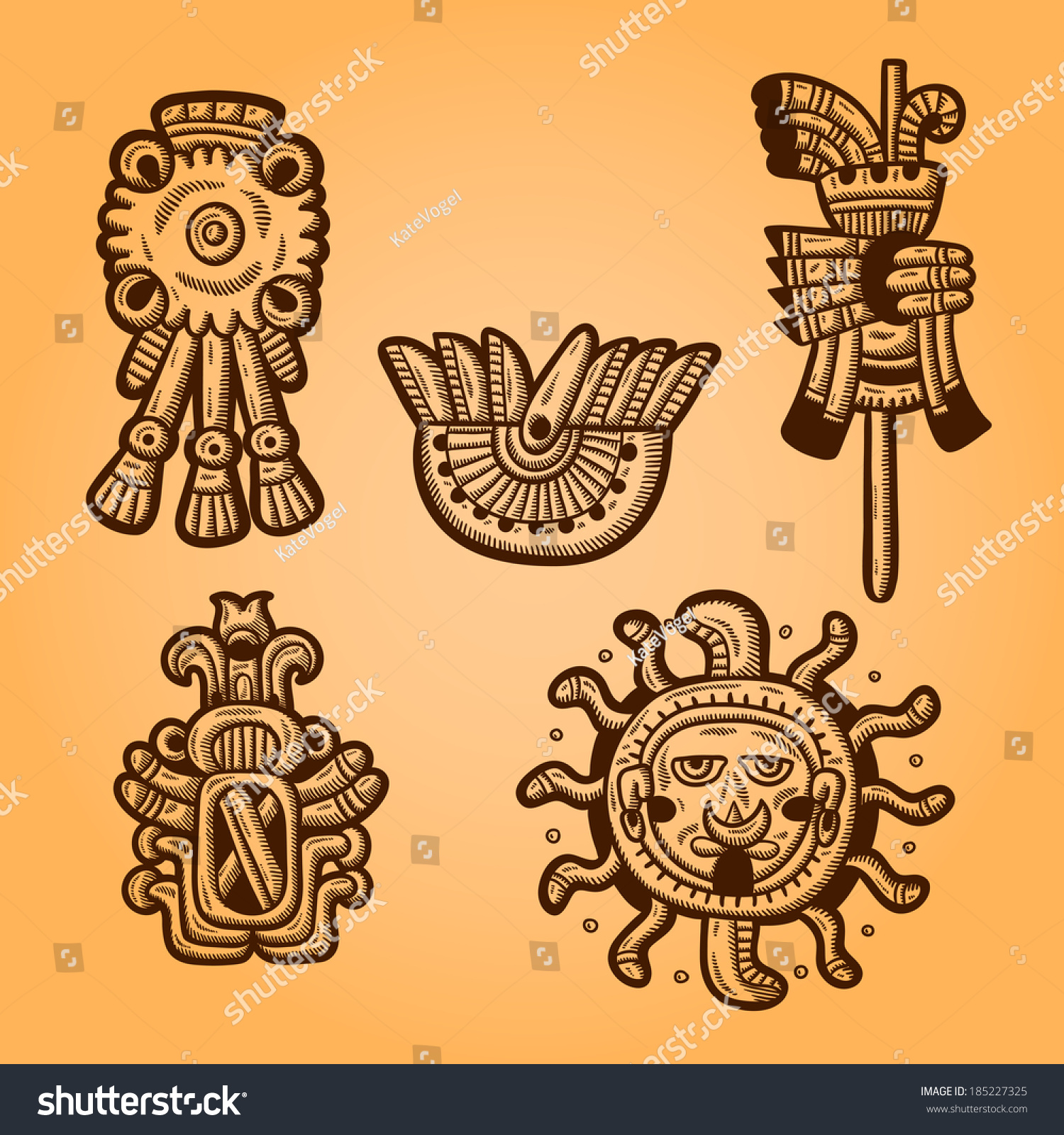 Орнаменты Майя и ацтеков в золоте