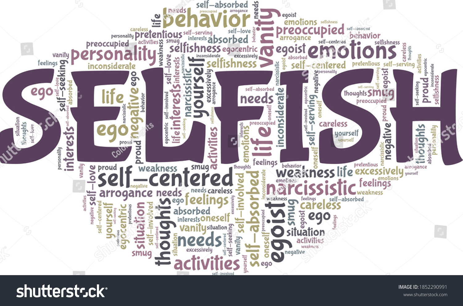 Selfish Vector Illustration Word Cloud Isolated Stock Vector (Royalty ...