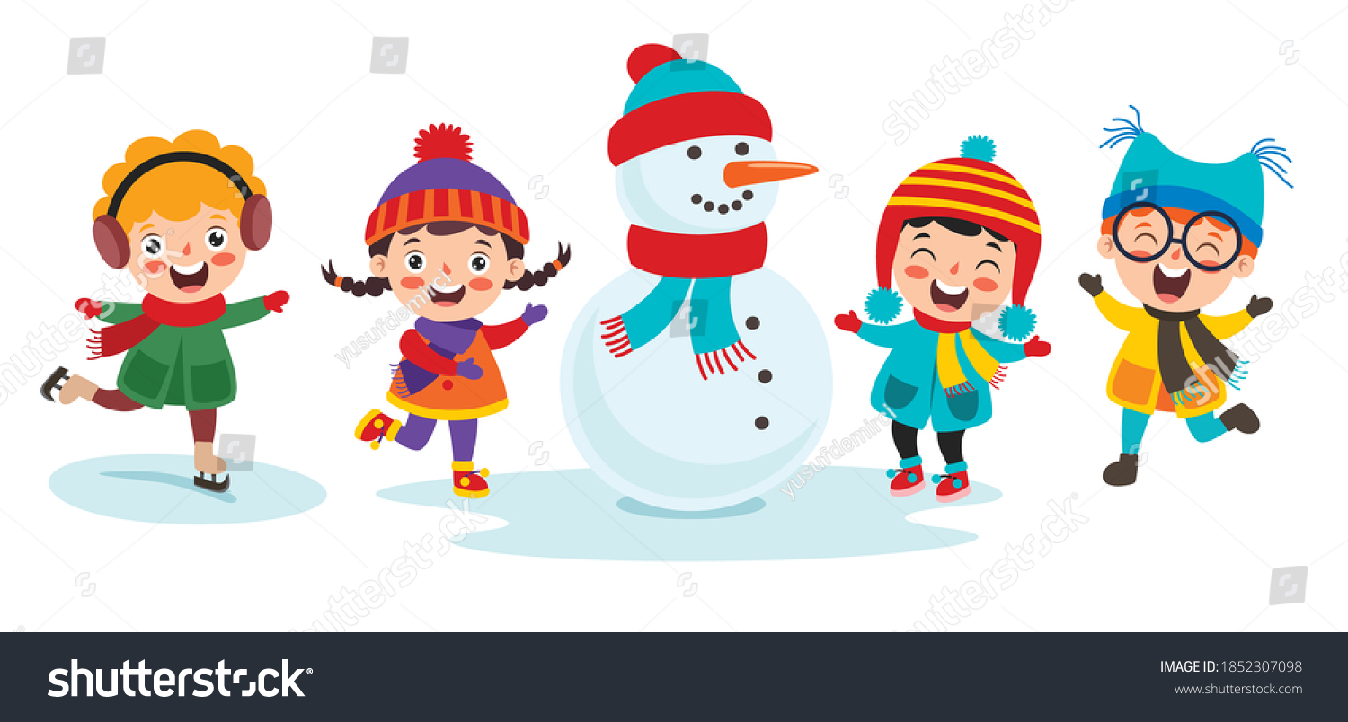 Funny Kids Playing Winter Stock Vector (Royalty Free) 1852307098 ...