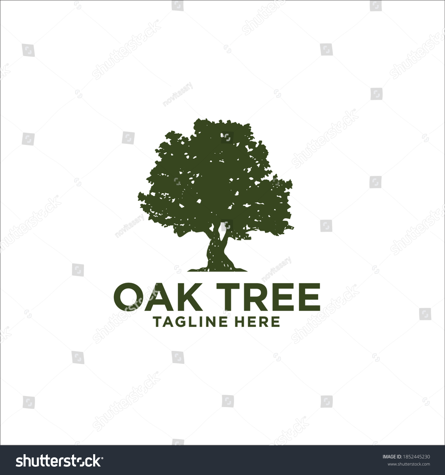 Oak Tree Logo Design Silhouette Vector Stock Vector (Royalty Free ...