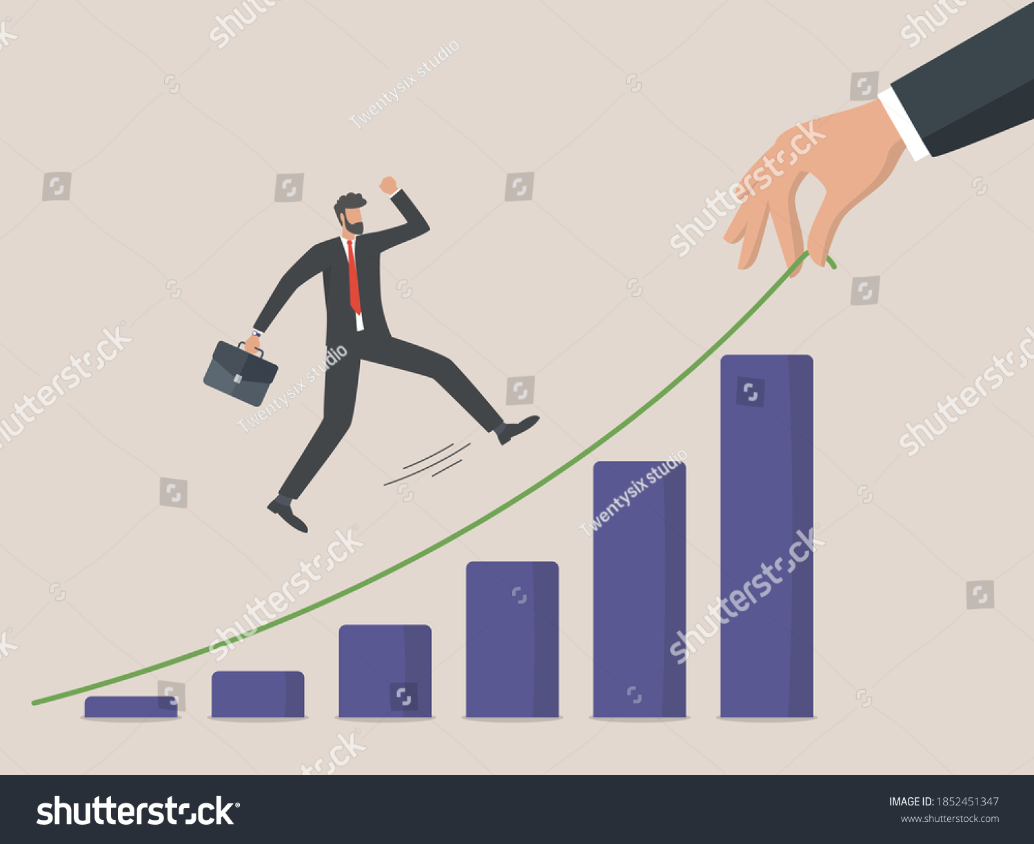 Hand Unfold Line Leading Business Success Stock Vector (Royalty Free ...