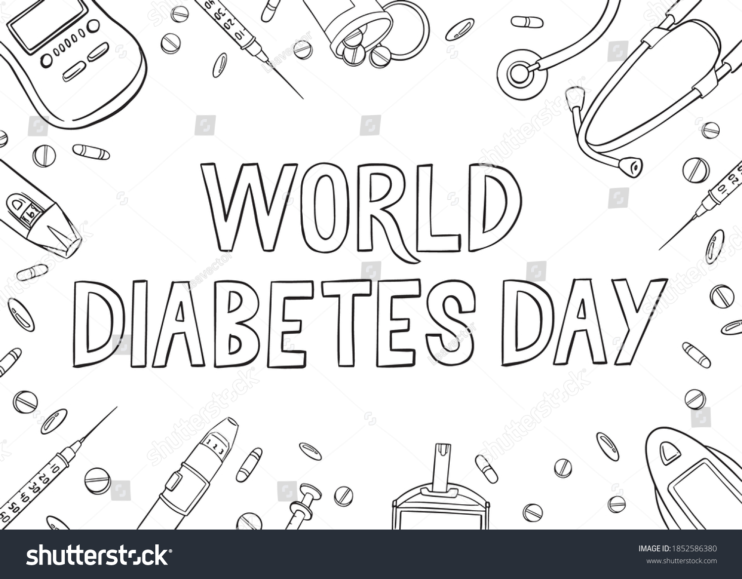 World Diabetes Day Flat Lay Doodle Stock Vector (Royalty Free ...