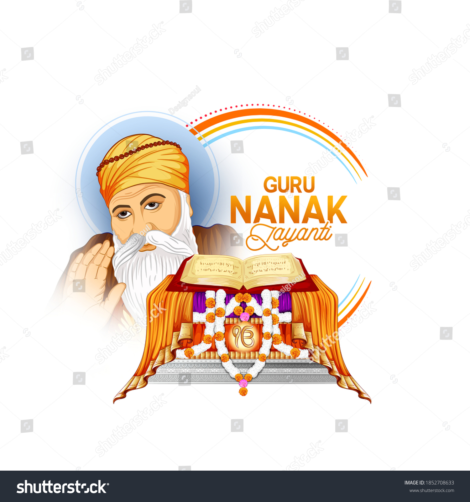 Illustration Guru Nanak Jayanti Religious Festival Stock Vector ...