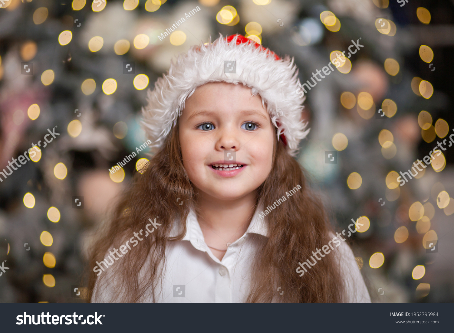 Portrait Little Cute Girl Against Background Stock Photo 1852795984 ...