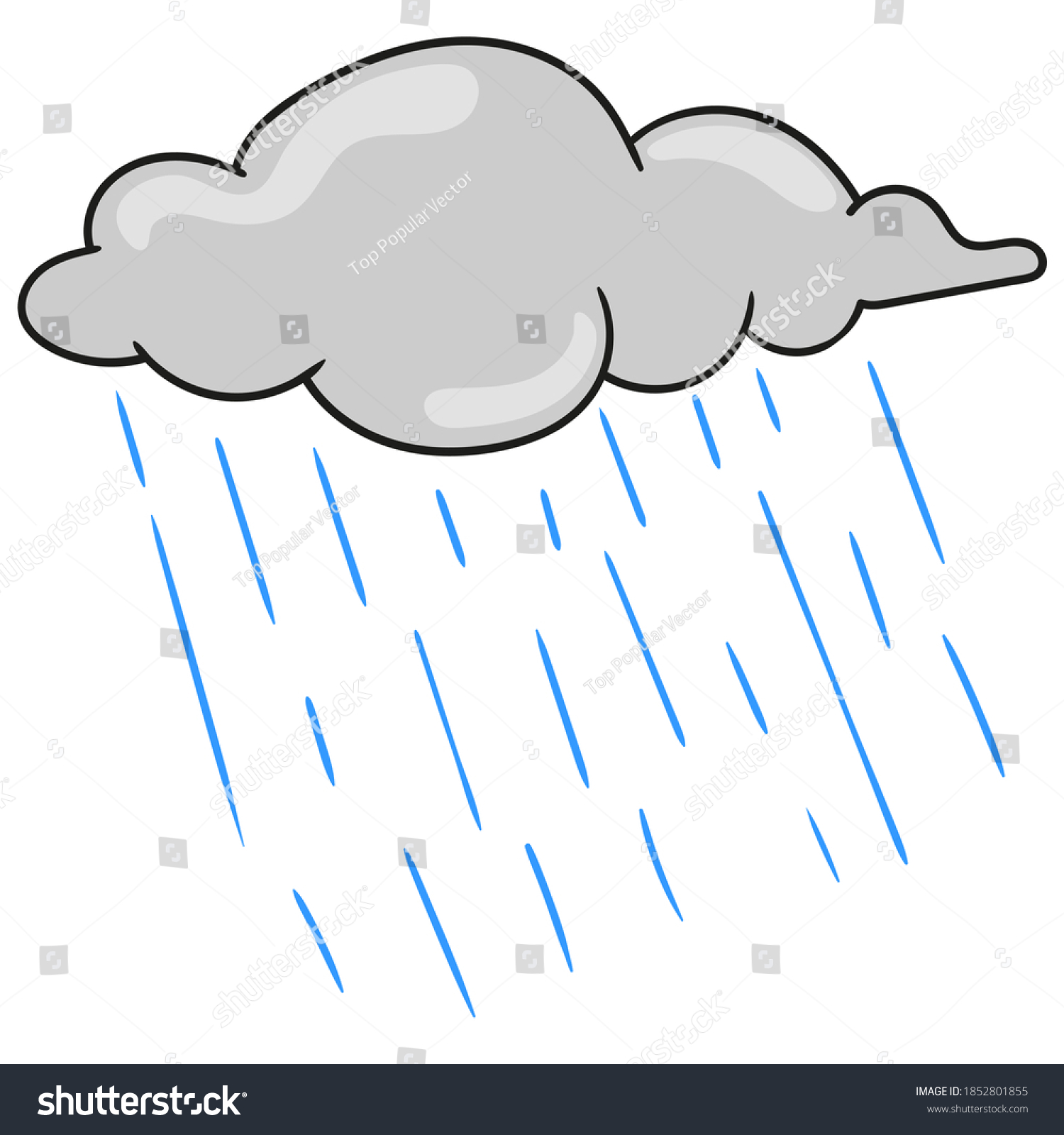 Cloudy Clouds Pouring Rain Vector Illustration Stock Vector (Royalty ...