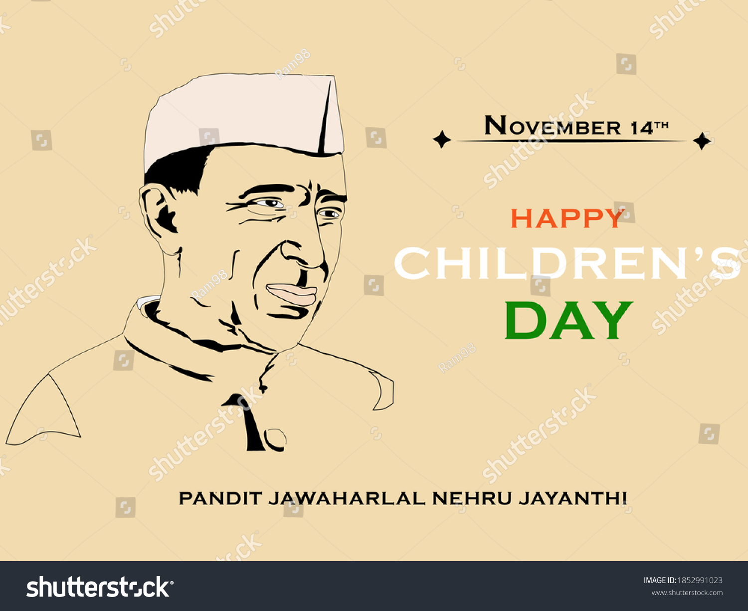 Pandit Jawaharlal Nehru Jayanthi Celebrated Childrens Stock Vector ...