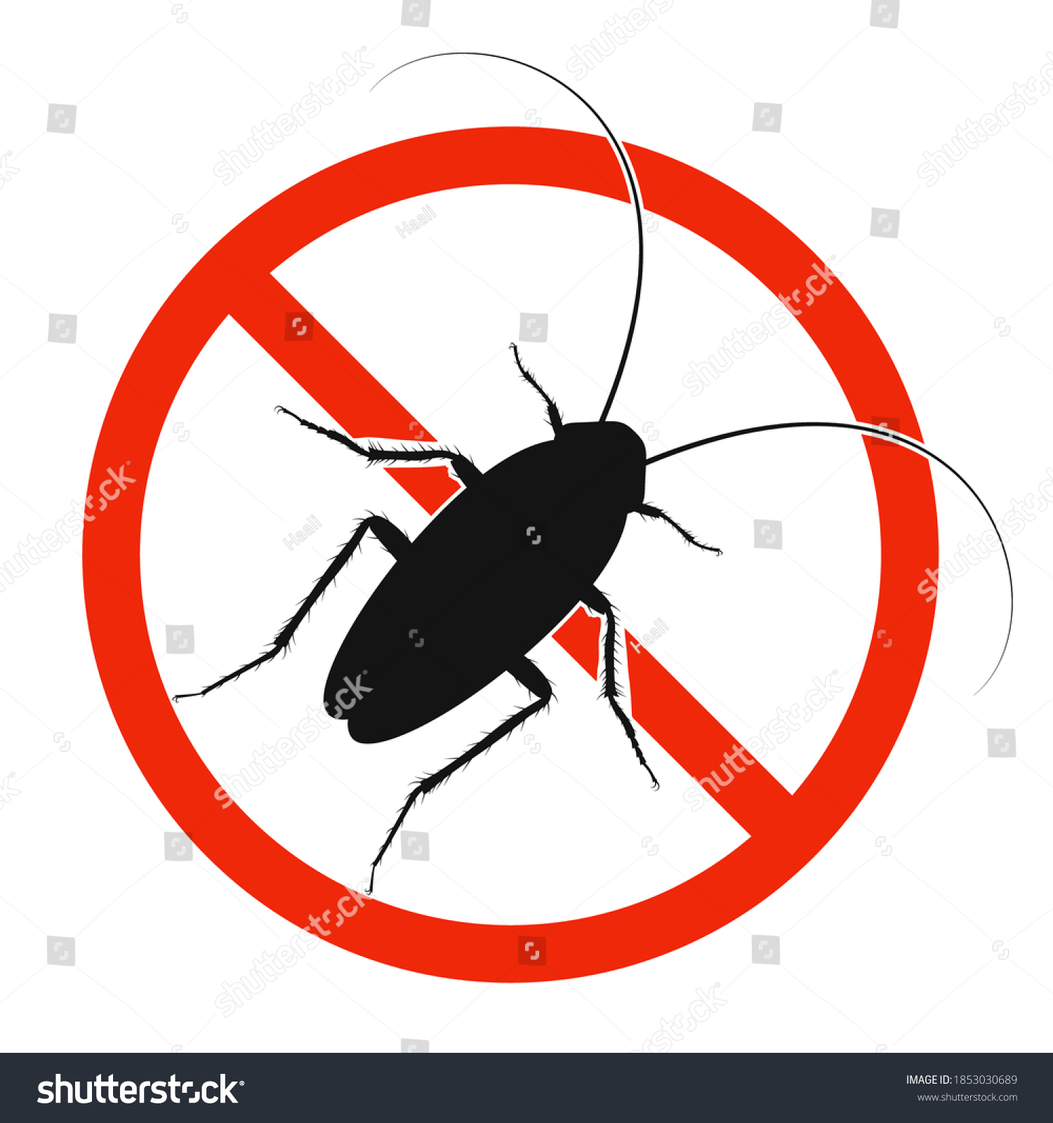 Cockroach Red Ban Sign Stop Cockroach Stock Vector (Royalty Free ...