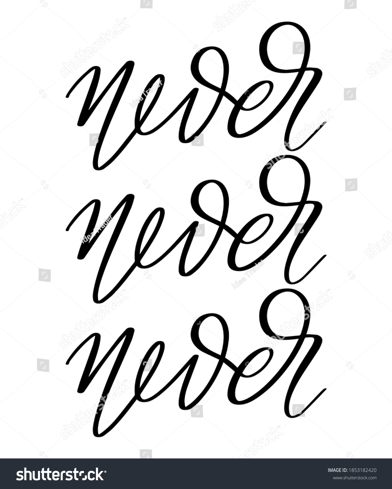 Never Vector Hand Drawn Lettering Isolated Stock Vector (Royalty Free ...