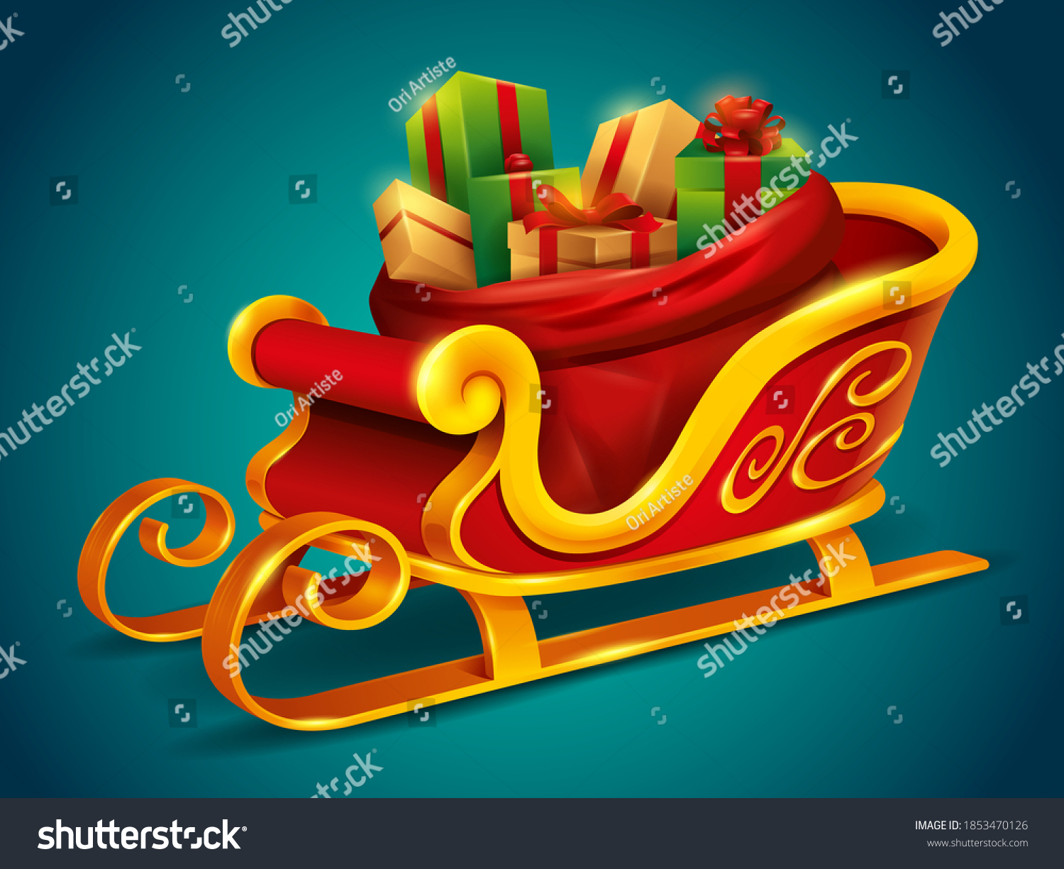 Christmas Santa Claus Sleigh Sack Bag Stock Vector (Royalty Free ...