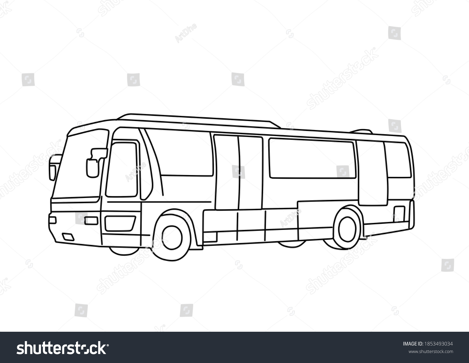 Bus Transportation Equipment Outline Drawing Line Stock Illustration ...