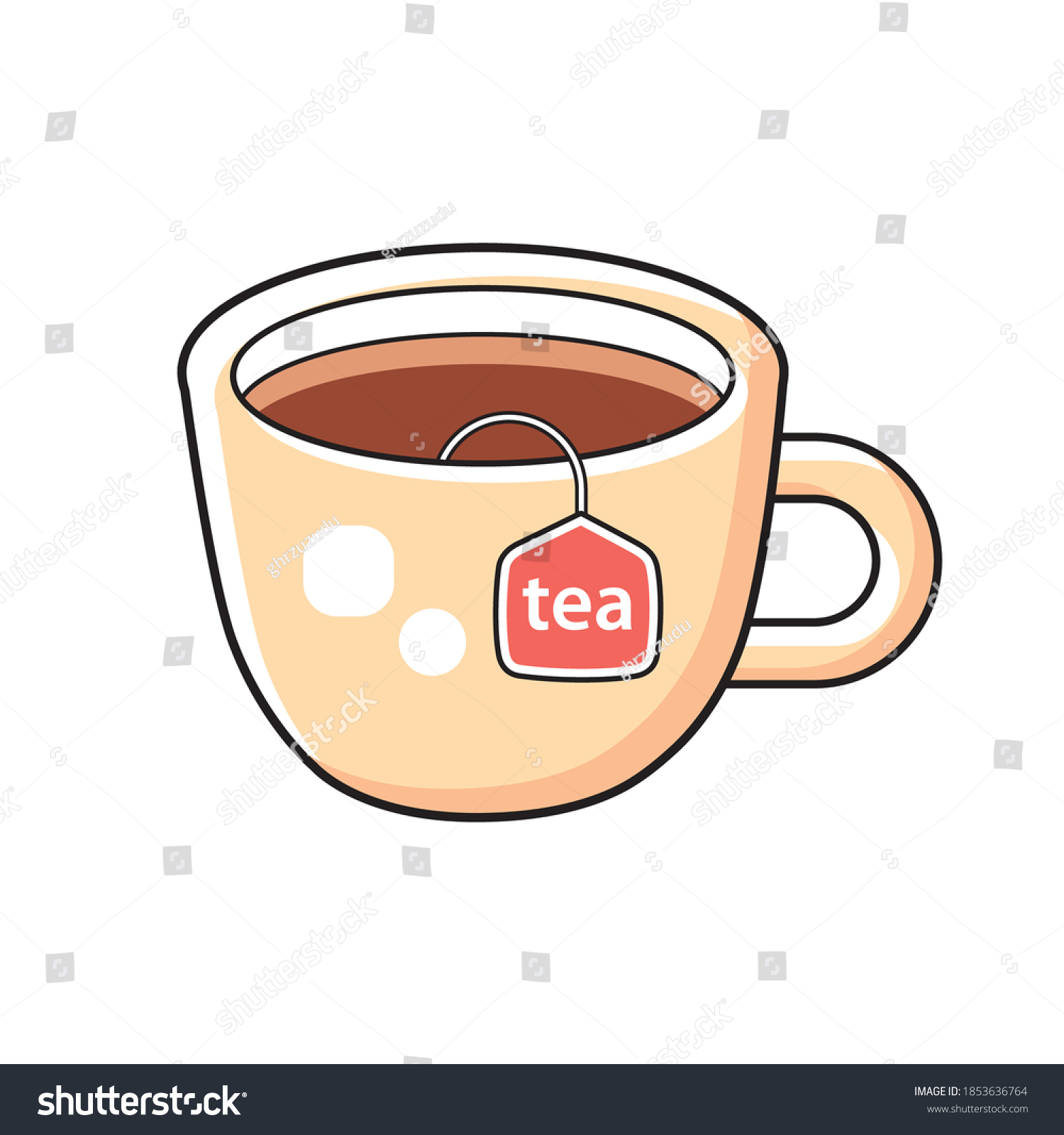 Tea Cup Isolated Tea Bag Label Stock Vector (Royalty Free) 1853636764 ...