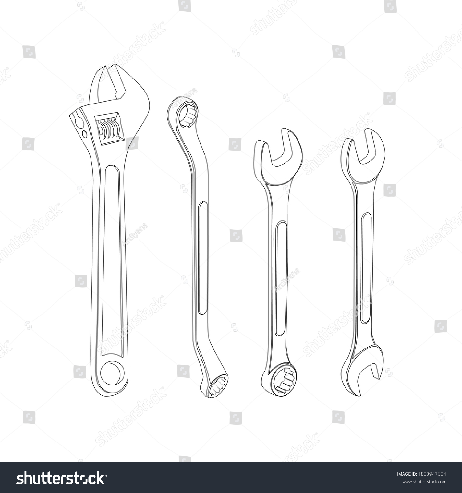 Mechanic Tools Sketch Set Vector Graphics Stock Vector (Royalty Free