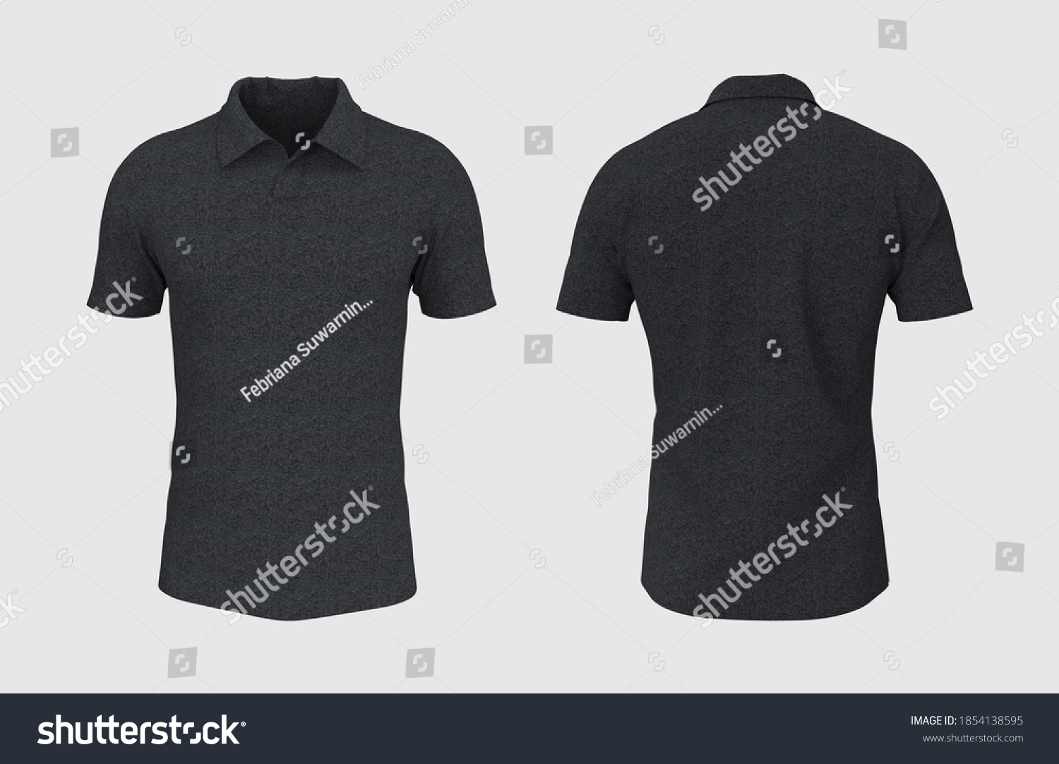 Blank Short Sleeve Collared Shirt Mockup Stock Illustration 1854138595 ...