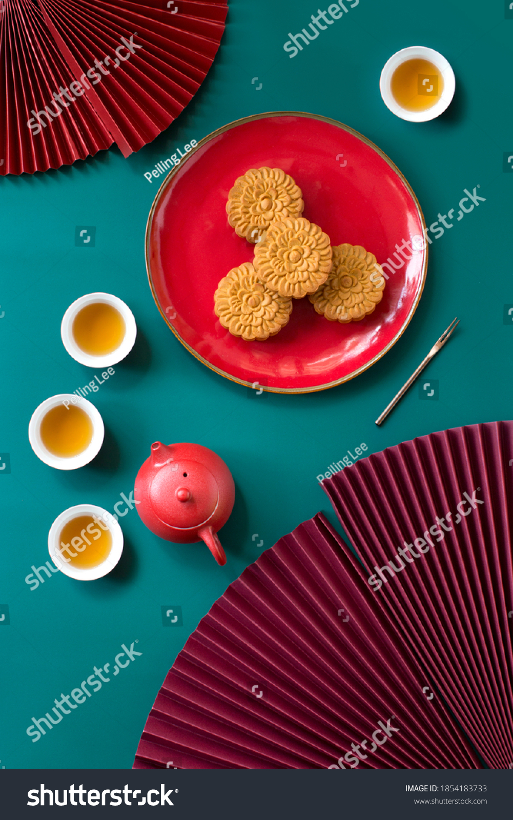 Mid Autumn Tea Set Mooncake Decorative Stock Photo 1854183733 ...