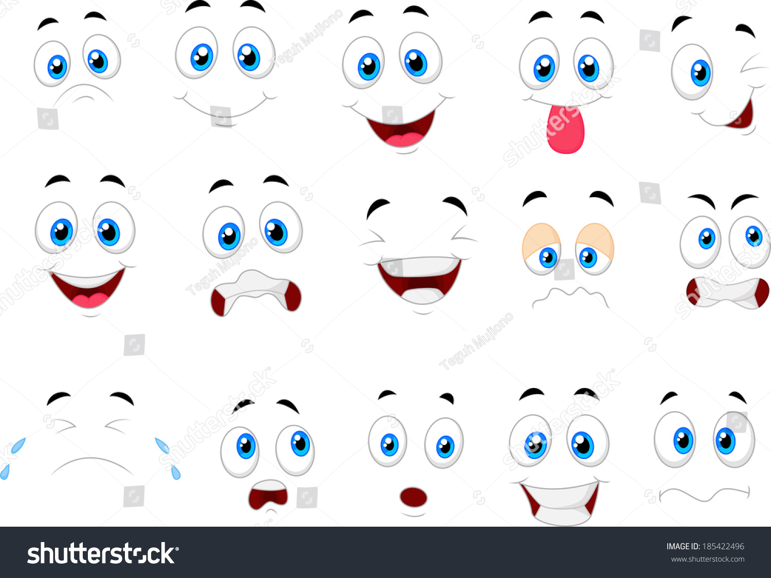 Cartoon Various Face Expressions Stock Illustration 185422496 