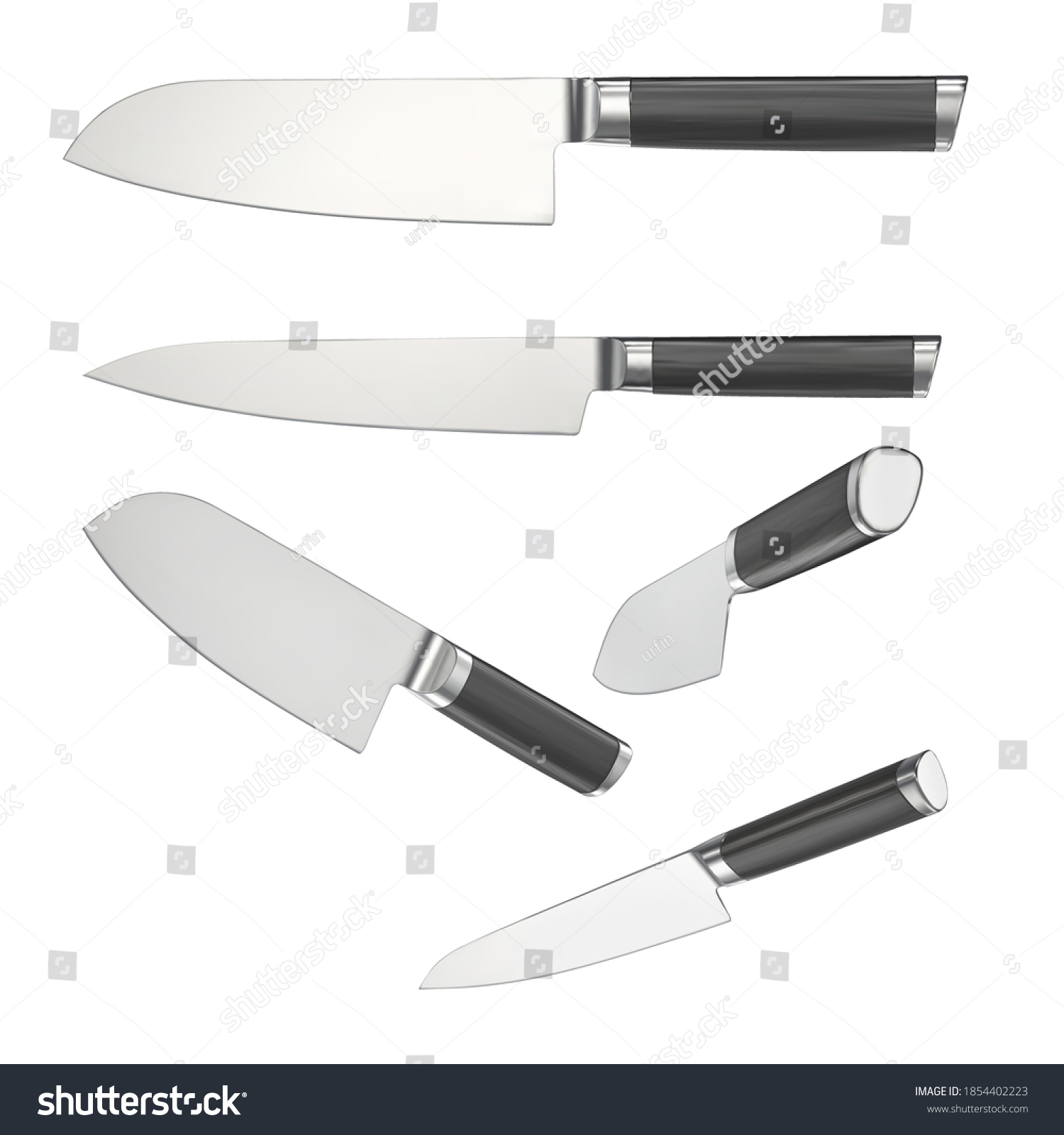 Set Vector Kitchen Knives Different Angles Stock Vector (Royalty Free ...