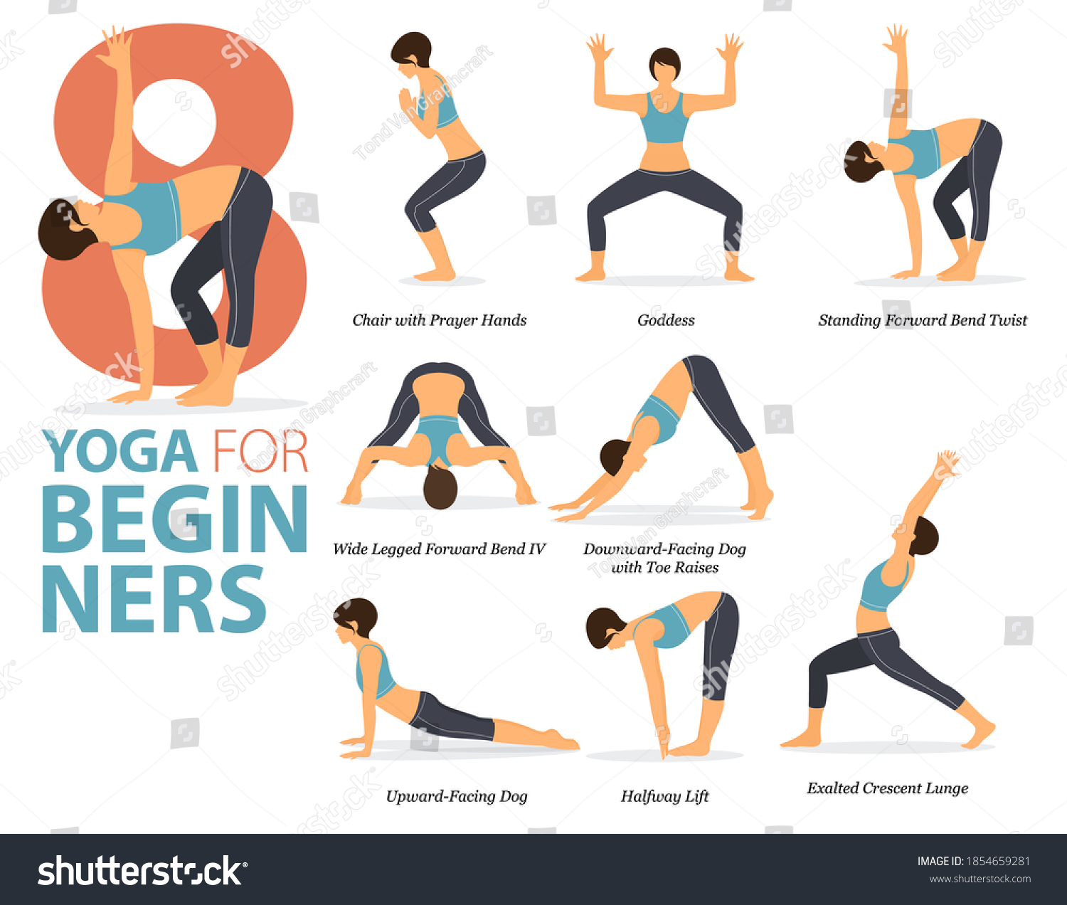 Infographic 8 Yoga Poses Workout Concept Stock Vector Royalty Free 1854659281 Shutterstock 