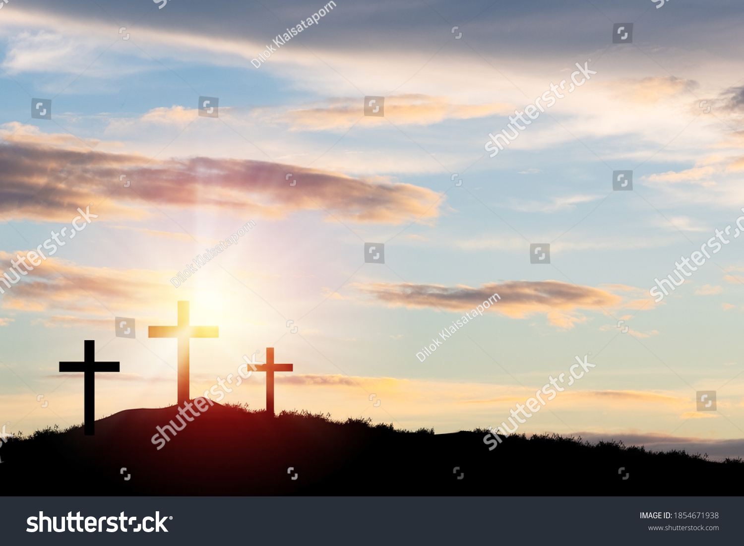 Silhouette Three Cross Crucifixion Jesus Christian Stock Photo ...