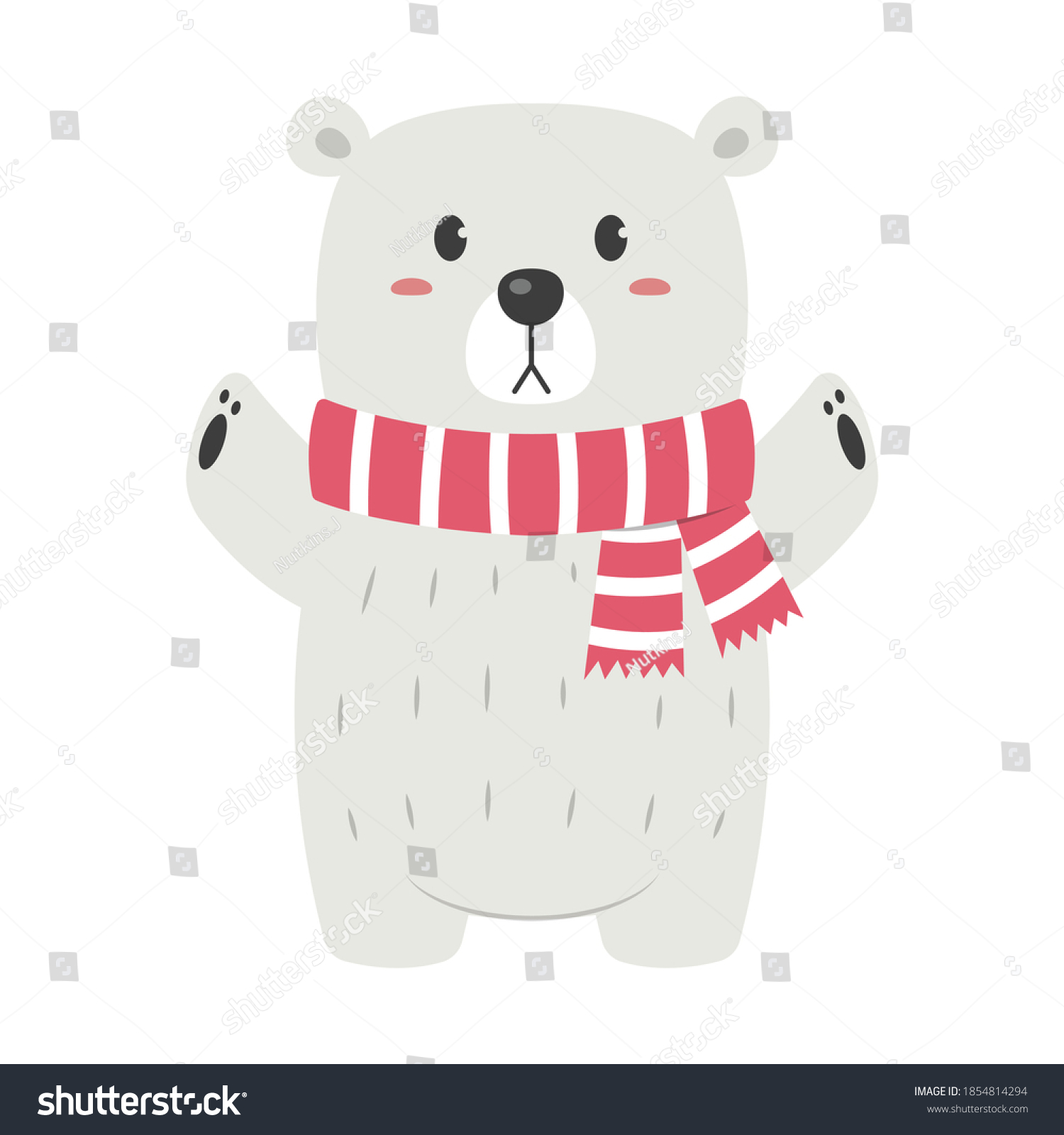 Polar Bear Wearing Scarf Vector Illustration Stock Vector (Royalty Free ...