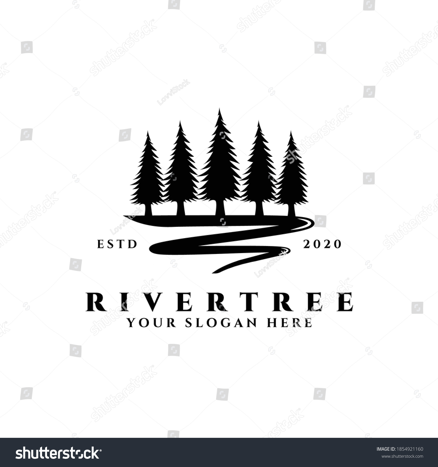 River Tree Logo Vector Illustration Design Stock Vector (Royalty Free ...