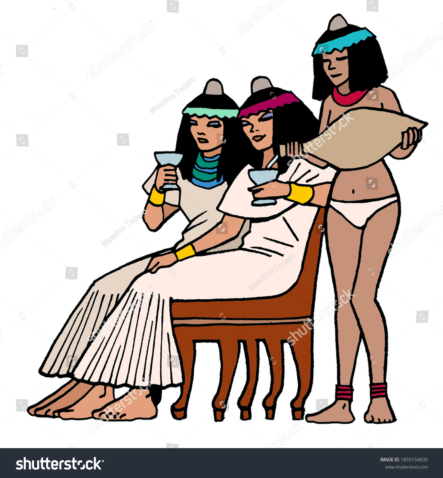 Ancient Egypt Ladies Egyptian Slaves Stock Illustration 1855154635